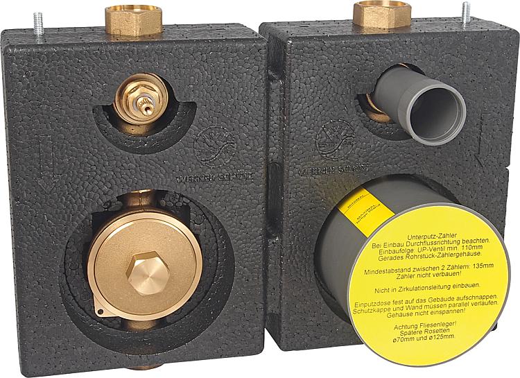 Montageblock DN20 (3/4") Rotguss für Koax-Zähler Montageblock DN20 (3/4") Rotguss für Koax-Zähler