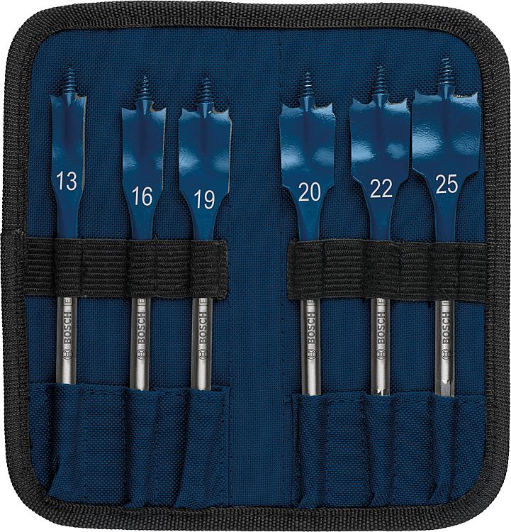 Flachfräsbohrer BOSCH 6-teilig Expert SELFCUT Ø 13/16/19/20/22/25mm, Länge 152 mm mit 1/4" Sechskantaufnahme