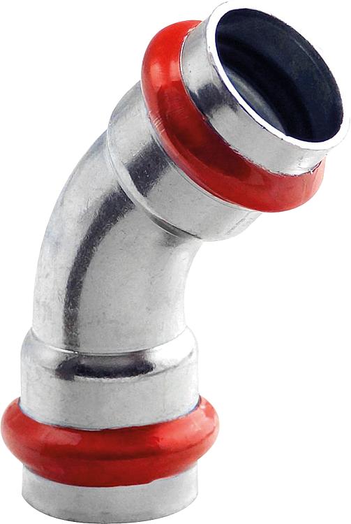 C-Stahl Pressfitting Bogen 45° (ixi) 15mm V-Kontur C-Stahl Pressfitting Bogen 45° (ixi) 15mm V-Kontur