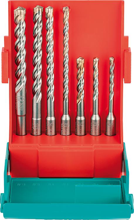 Hammerbohrerset HELLER® 7-tlg. Trijet mit SDS-Plus Aufnahme Ø 5/6/6/8/8/10/12 mm
