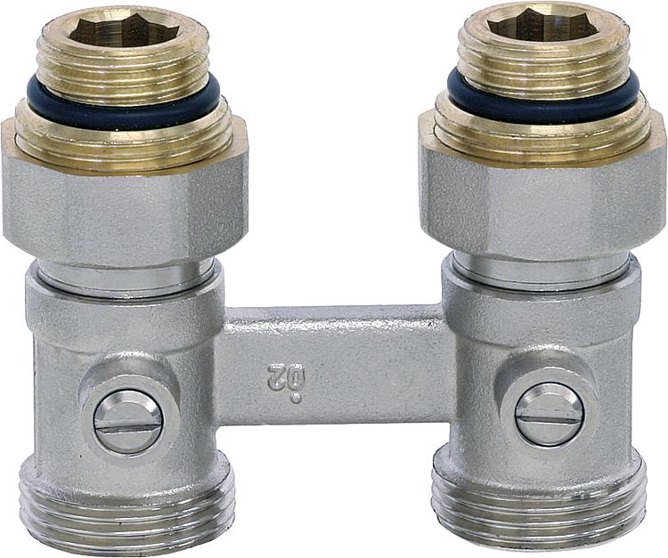 Doppelkugelhahnverschraubung Zweirohrsystem 1/2"AG Durchgangsform Doppelkugelhahnverschraubung Zweirohrsystem 1/2"AG Durchgangsform