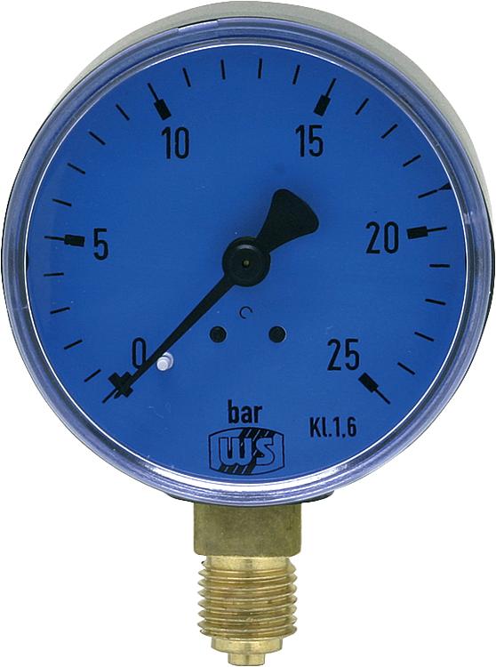 Öldruckmanometer ohne Glyzerin 0-25 bar 63 mm f. Pumpenprüfkoffer Manometer 1/4"