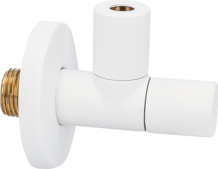 Design-Eckventil DN15 (1/2") Farbe: weiß Ø10mm Design-Eckventil DN15 (1/2") Farbe: weiß Ø10mm