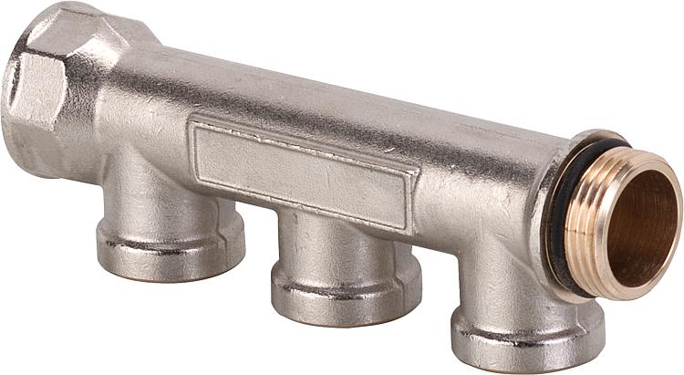 Verteiler 3-Fach DN 20 (3/4") x IG DN 15 (1/2"), Messing vernicket Verteiler 3-Fach DN 20 (3/4") x IG DN 15 (1/2"), Messing vernicket