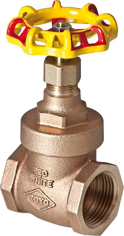 Rot-Gelb Muffen-Absperrschieber aus Rotguss 1 1/2`` ohne Entleerung PN 20 mit Handrad Rot-Gelb Muffen-Absperrschieber aus Rotguss 1 1/2`` ohne Entleerung PN 20 mit Handrad