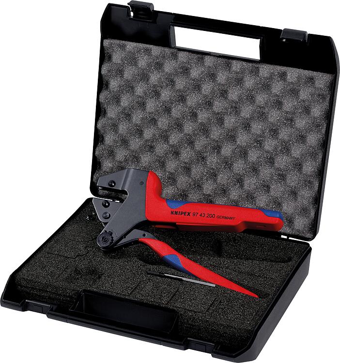 Crimp-Systemzange KNIPEX für auswechselbare Crimpeinsätze mit Transportkoffer Crimp-Systemzange KNIPEX für auswechselbare Crimpeinsätze mit Transportkoffer