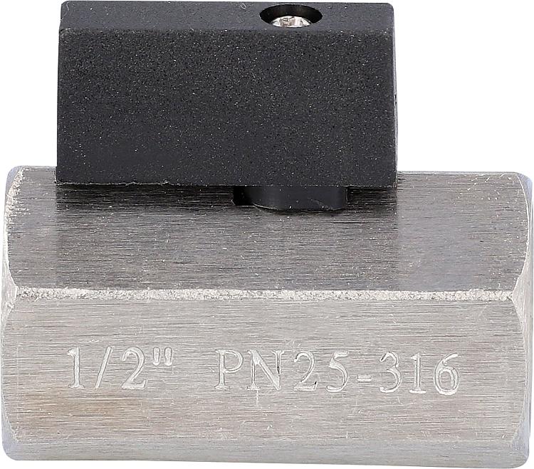 Mini-Kugelhahn, edelstahl AISI 316, IG x IG 1/2" mit Nylonhebel Mini-Kugelhahn, edelstahl AISI 316, IG x IG 1/2" mit Nylonhebel
