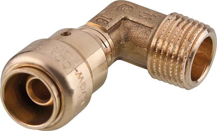 Steckfitting Übergangswinkel mit AG 90° 16x2mm - 1/2" Steckfitting Übergangswinkel mit AG 90° 16x2mm - 1/2"