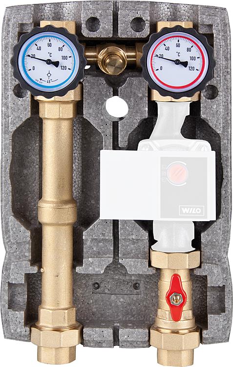 Heizkreisset Easyflow DN25 R1" mit Isolierung ungemischt mit Überströmventil Heizkreisset Easyflow DN25 R1" mit Isolierung ungemischt mit Überströmventil