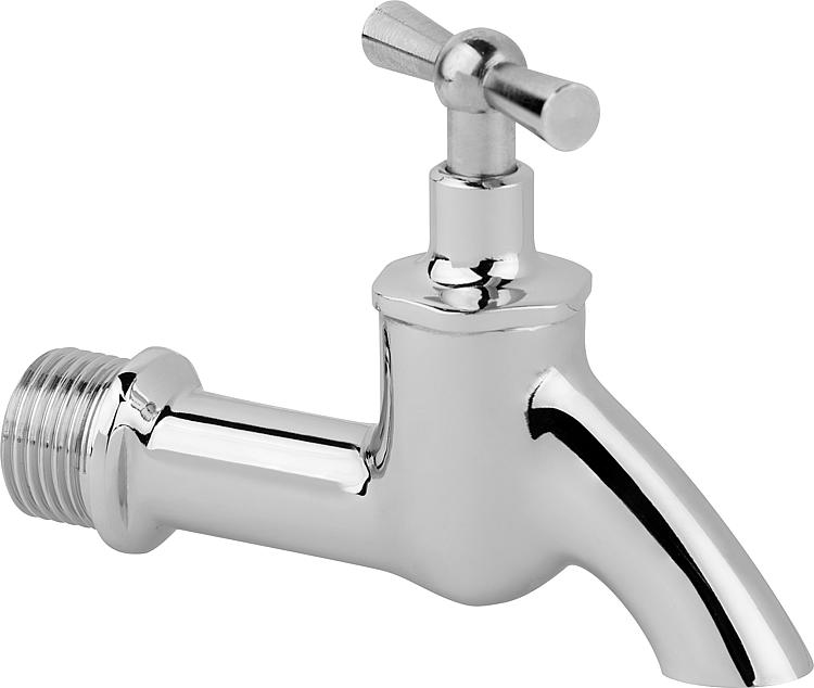 Auslaufhahn DN15 (1/2"), glatter Auslauf, verchromt-poliert Auslaufhahn DN15 (1/2"), glatter Auslauf, verchromt-poliert