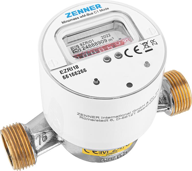 Funk AP- Warmwasserzähler Zenner Typ Minomess 90°C Q3 2,5, BL=110mm DN15(1/2") R40HV 325 RK, wireless M-Bus Funk AP- Warmwasserzähler Zenner Typ Minomess 90°C Q3 2,5, BL=110mm DN15(1/2") R40HV 325 RK, wireless M-Bus