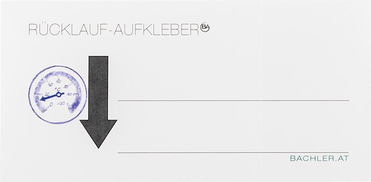 Hinweisplakette Rücklauf, 100 x 50 mm, 25 Stück