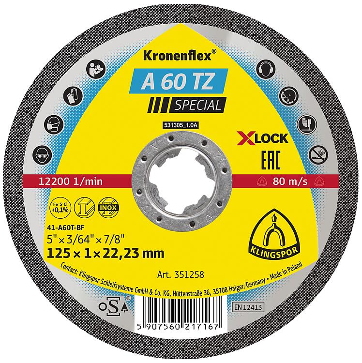 Trennscheibe KLINGSPOR A 60 TZ SPECIAL X-LOCK 115 x 1,0 x 22,23 mm, gerade Trennscheibe KLINGSPOR A 60 TZ SPECIAL X-LOCK 115 x 1,0 x 22,23 mm, gerade