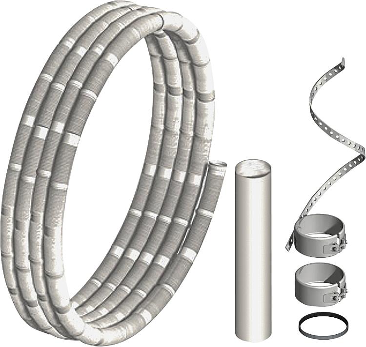 Kunststoff-Abgassystem Rohr flexibel, Basisset 10 m DN 110 Kunststoff-Abgassystem Rohr flexibel, Basisset 10 m DN 110