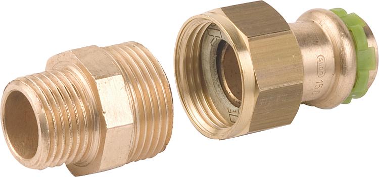 Rotguß Pressfitting V-Kontur Rohrverschraubung mit AG flach dichtend P 4331 G 22 Rotguß Pressfitting V-Kontur Rohrverschraubung mit AG flach dichtend P 4331 G 22