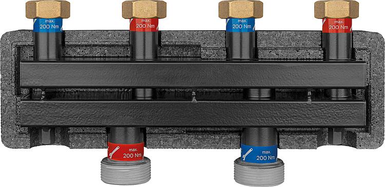 Kesselverteiler Evenes VT 2/2 ÜWM DN 20(3/4"), 2m³/h, 50kW, inkl. Halterung und Isolierung Kesselverteiler Evenes VT 2/2 ÜWM DN 20(3/4"), 2m³/h, 50kW, inkl. Halterung und Isolierung
