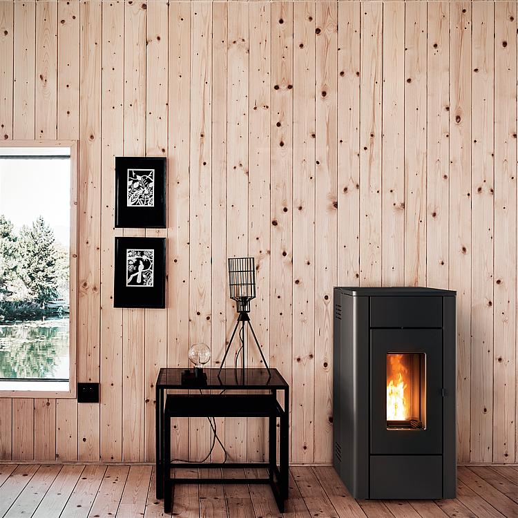 Pelletofen May Air Grundgerät + Verkleidung Metall Schwarz, 7KW