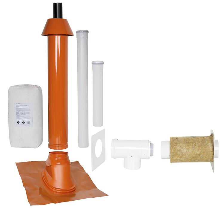 Grundpaket Porifix, Schrägdach 5° - 25°, DN 60/100 rot, 1,0m Grundpaket Porifix, Schrägdach 5° - 25°, DN 60/100 rot, 1,0m