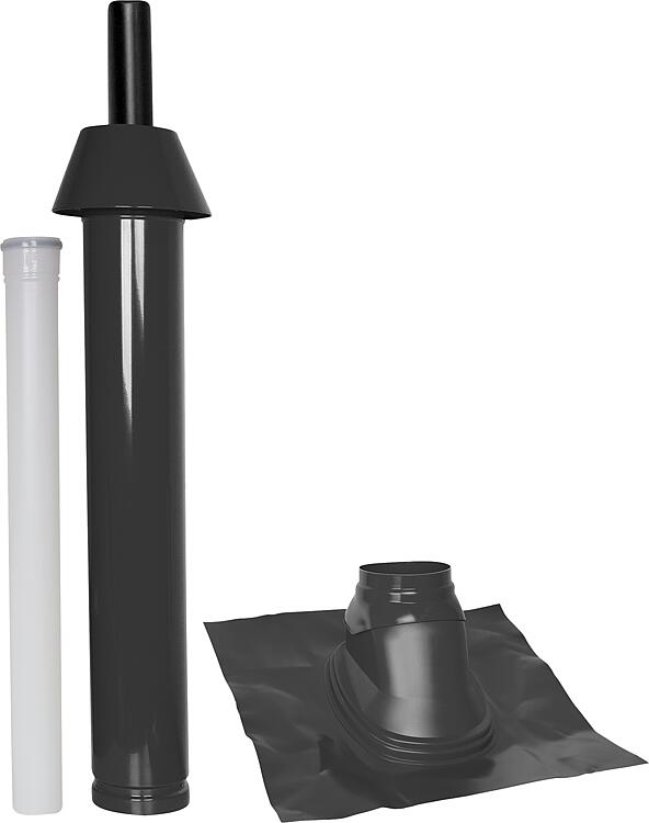 Mündungspaket Skobifix nano Schrägdach 25° - 45°, DN 60/100 schwarz, 1,0m Mündungspaket Skobifix nano Schrägdach 25° - 45°, DN 60/100 schwarz, 1,0m