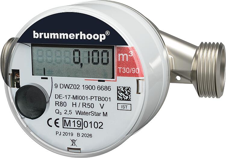 Wasserzähler Warmwasser 90C DN15 M-ETH Q3:2,5 m³,  110mm