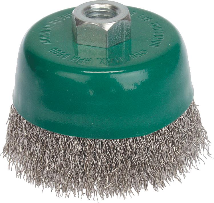 Topfbürsten Ø 100 mm mit Stahldraht rostfrei 0,35 mm, Gewindeaufnahme M 14 Topfbürsten Ø 100 mm mit Stahldraht rostfrei 0,35 mm, Gewindeaufnahme M 14