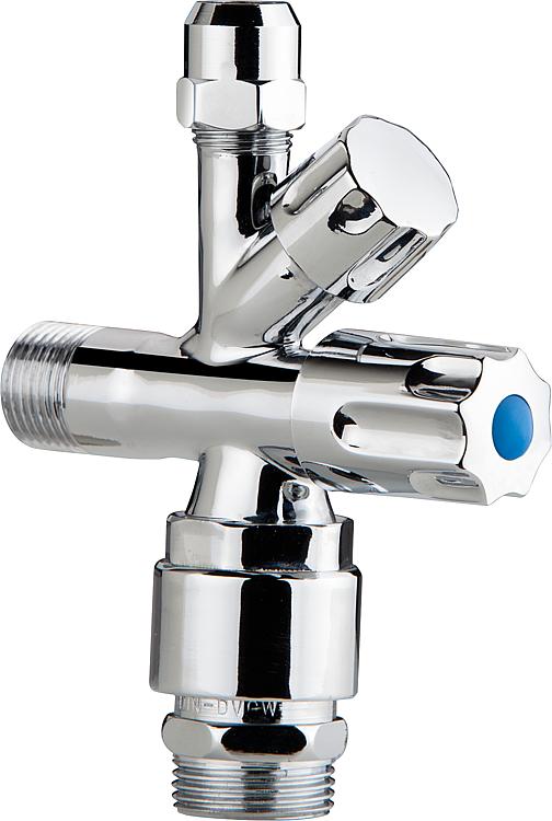 Kombi-Eckventil mit Rohrbelüfter chrom-poliert, 1/22x10x3/4" Kombi-Eckventil mit Rohrbelüfter chrom-poliert, 1/22x10x3/4"