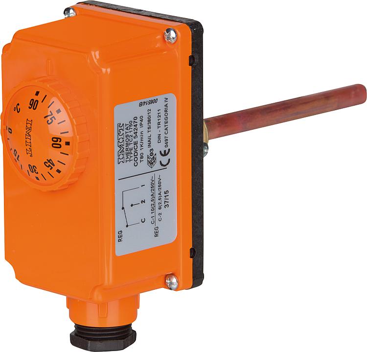 Tauchthermostat Imit Typ TC2, 0-90 C, Außenskala DN15 (1/2"), Länge 150mm Tauchthermostat Imit Typ TC2, 0-90 C, Außenskala DN15 (1/2"), Länge 150mm