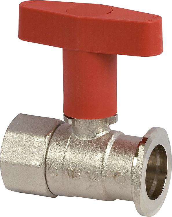 Pumpenflanschkugelhahn 1" mit Iso-T-Griff vernickelt Pumpenflanschkugelhahn 1" mit Iso-T-Griff vernickelt