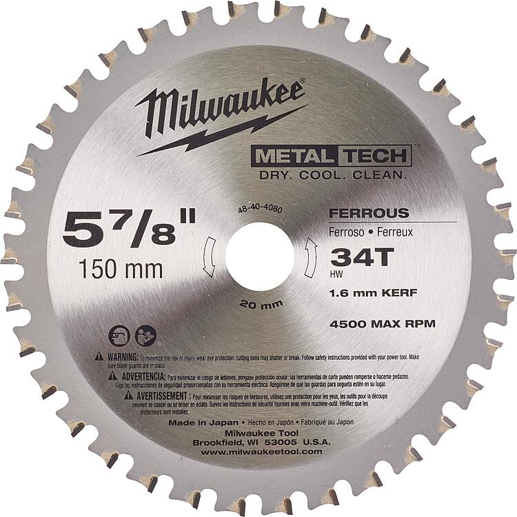 Kreissägeblatt Milwaukee Ø 150x20 mm, 34 Z