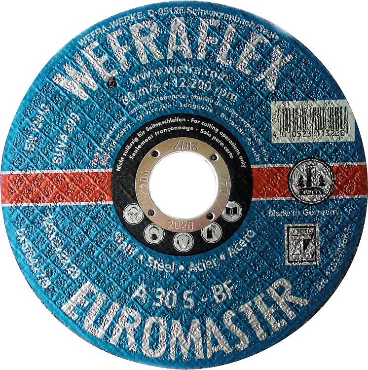 Trennscheibe Euromaster blau gerade für Stahl 125 x 2 x 22 mm Trennscheibe Euromaster blau gerade für Stahl 125 x 2 x 22 mm