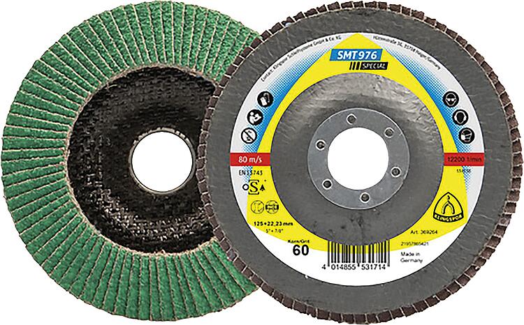 Lamellenschleifteller KLINGSPOR K80 125x22,23 gewölbt, Keramischer Korund