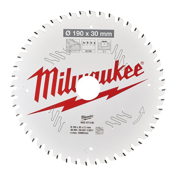 Kreissägeblatt Milwaukee Ø 190x30 mm 48 Z Wechselzahn, für Holz
