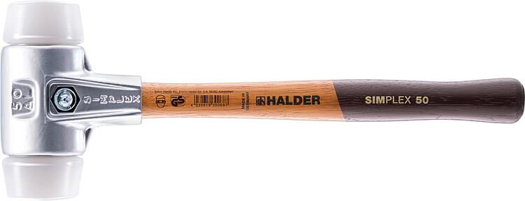 SIMPLEX-Schonhammer Halder mit Aluminiumgehäuse und Holzstiel, Superplastik, Ø 40 mm SIMPLEX-Schonhammer Halder mit Aluminiumgehäuse und Holzstiel, Superplastik, Ø 40 mm