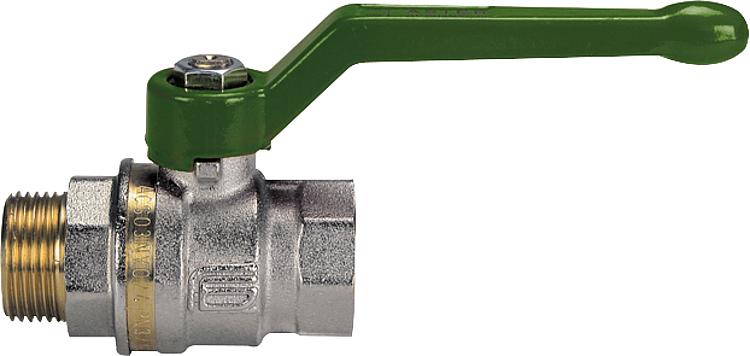 Messingkugelhahn ASTER ACS IG/AG 1 DVGW-zertifiziert mit grünem Aluminium Hand Messingkugelhahn ASTER ACS IG/AG 1 DVGW-zertifiziert mit grünem Aluminium Hand