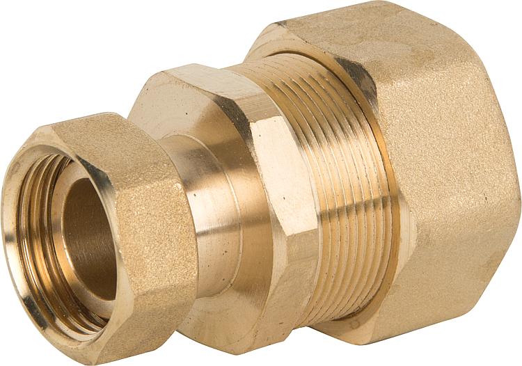 Verschraubung für Spiralrohr DN20x1" IG-ÜWM, Messing, mit Graphit Hochtemperatur Verschraubung für Spiralrohr DN20x1" IG-ÜWM, Messing, mit Graphit Hochtemperatur