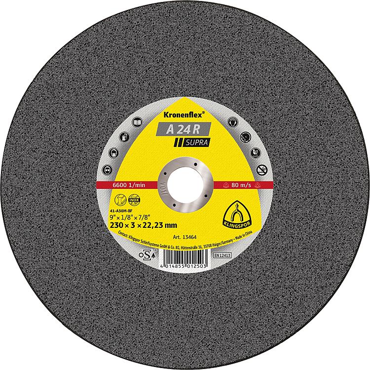 Trennscheibe KLINGSPOR SUPRA Ø230x3x22,23mm Trennscheibe KLINGSPOR SUPRA Ø230x3x22,23mm