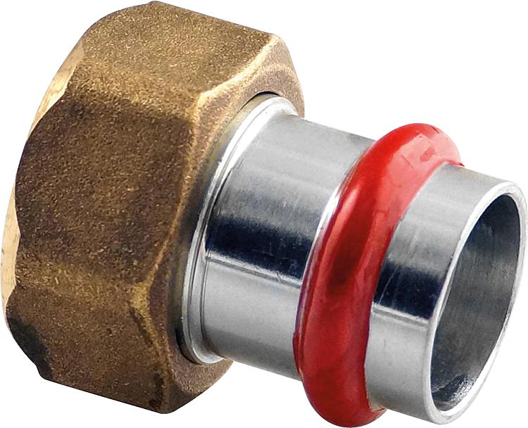 C-Stahl Halbe Verschraubung 15mm x 3/4" Pressfitting V-Kontur