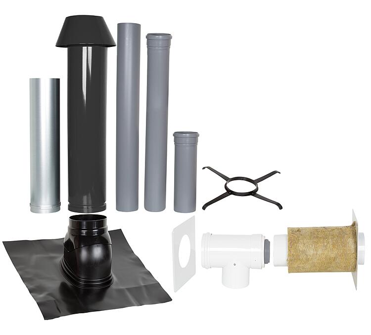 Grundpaket Unifix 165, Schrägdach, 25° - 45°, DN 110/150 schwarz,1,0m Grundpaket Unifix 165, Schrägdach, 25° - 45°, DN 110/150 schwarz,1,0m