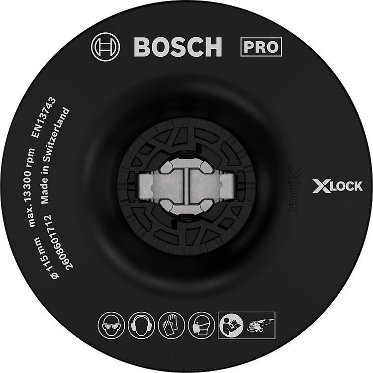 Stützteller BOSCH® medium mit X - Lock Aufnahme Ø 115 mm Stützteller BOSCH® medium mit X - Lock Aufnahme Ø 115 mm