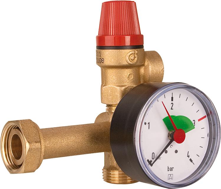 Heizkreissicherheitsgruppe für EasyflowSyst. Mit SV 3 bar Manometer 4 bar Heizkreissicherheitsgruppe für EasyflowSyst. Mit SV 3 bar Manometer 4 bar