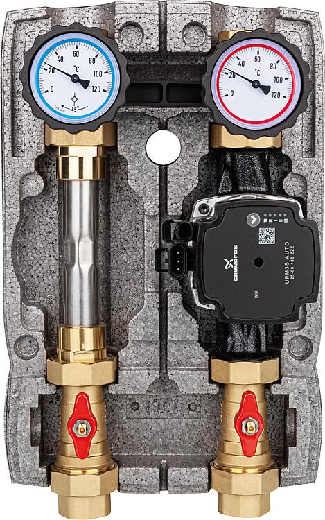 Heizkreisset Easyflow DN25(1") ungemischt mit Wärmezählerstrecke, Pumpe Grundfos UPM3S AUTO 25-60