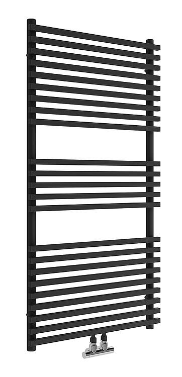 Handtuchheizkörper Trapani 1170 x 600 mm mit Mittelanschluss, Farbe Schwarz Matt Handtuchheizkörper Trapani 1170 x 600 mm mit Mittelanschluss, Farbe Schwarz Matt