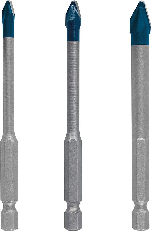 Fliesenbohrer-Set BOSCH 3-teilig HardCeramic Ø 5/6/8 mm, Länge 90mm mit 1/4" Sechskantaufnahme
