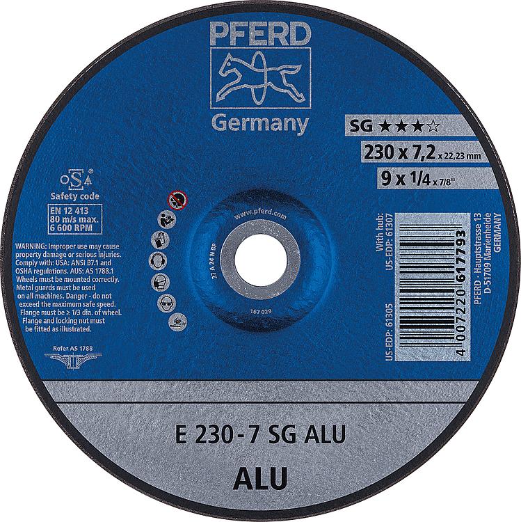 Schruppscheibe PFERD Ø 230 x 7,2 x 22,23mm für Alu Schruppscheibe PFERD Ø 230 x 7,2 x 22,23mm für Alu