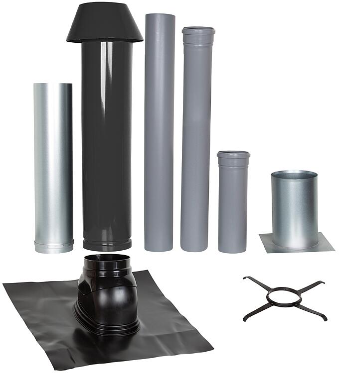 Grundpaket Unifix 165, Schrägdach, 5° - 25°, DN 110/150 schwarz,1,0m Grundpaket Unifix 165, Schrägdach, 5° - 25°, DN 110/150 schwarz,1,0m