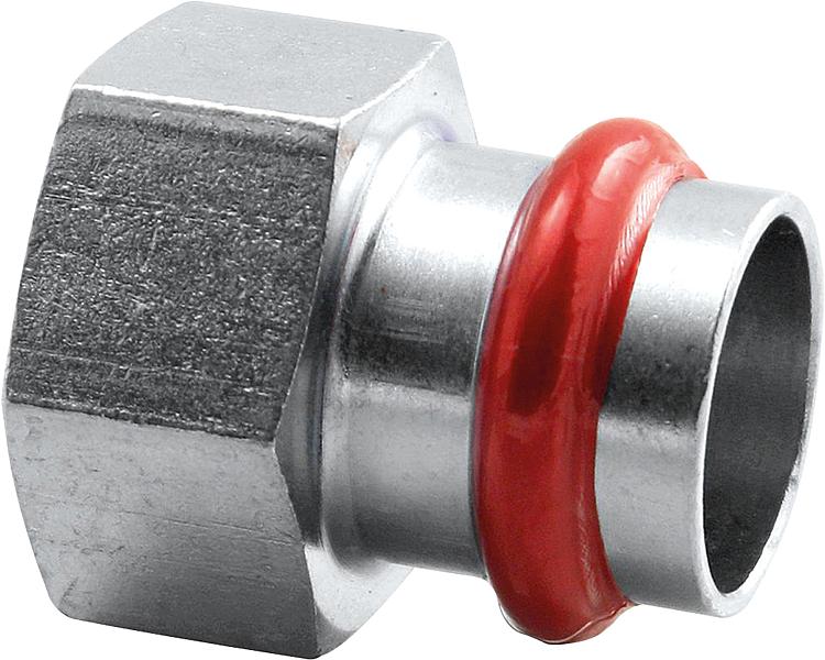 C-Stahl Übergangsmuffe mit IG 15mm x 1/2" Pressfitting V-Kontur C-Stahl Übergangsmuffe mit IG 15mm x 1/2" Pressfitting V-Kontur