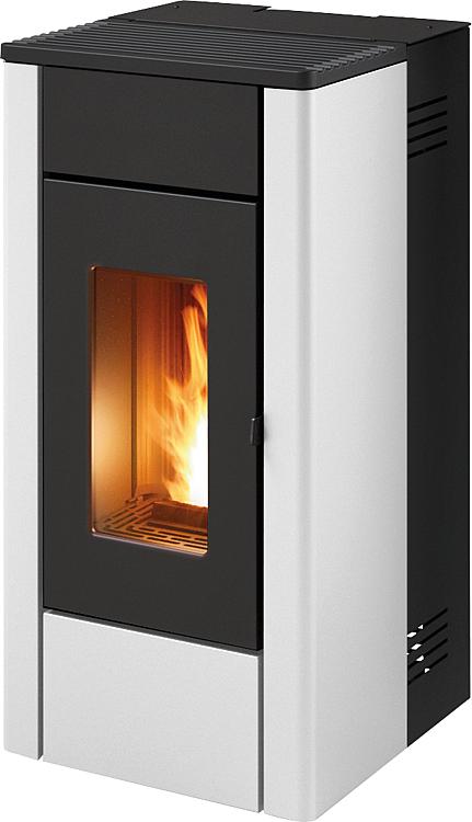 Pelletofen May Air Grundgerät + Verkleidung Metall Weiß, 7KW Pelletofen May Air Grundgerät + Verkleidung Metall Weiß, 7KW