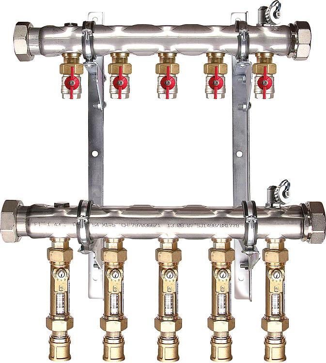 Soleverteiler 2" für 10 Solekreise + Tacosettern im Rücklauf Baulänge 840 mm Soleverteiler 2" für 10 Solekreise + Tacosettern im Rücklauf Baulänge 840 mm
