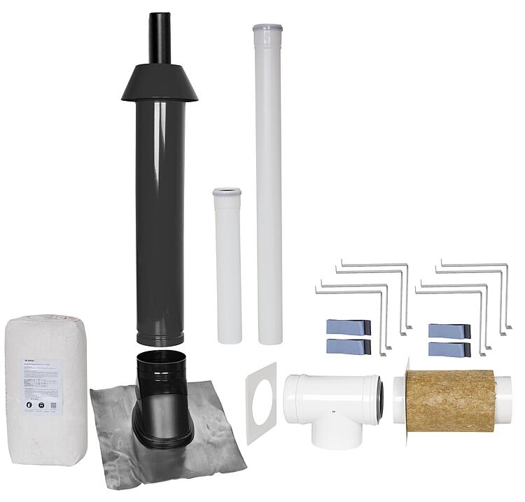 Grundpaket Porifix, Schrägdach 25° - 45°, DN 80/125 schwarz, 1,0m Grundpaket Porifix, Schrägdach 25° - 45°, DN 80/125 schwarz, 1,0m