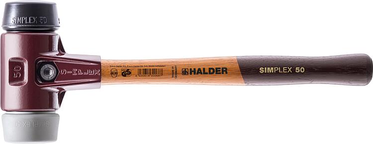 SIMPLEX-Schonhammer Halder mit TE-Gehäuse und Holzstiel, Gummikomposition/TPE-mid, Ø 30 mm SIMPLEX-Schonhammer Halder mit TE-Gehäuse und Holzstiel, Gummikomposition/TPE-mid, Ø 30 mm
